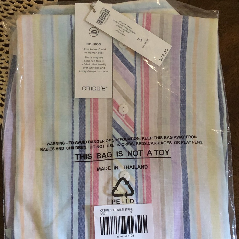 Chico’s Multi-Colored Striped Button-down Shirt N… - image 4